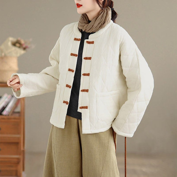 Buddha Stones Damen-Tai-Chi-Zen-Jacke mit langen Ärmeln, einfarbig, wattiert, mit Taschen - Weiß - US14, UK/AU18, EU46 (2XL) - image 17