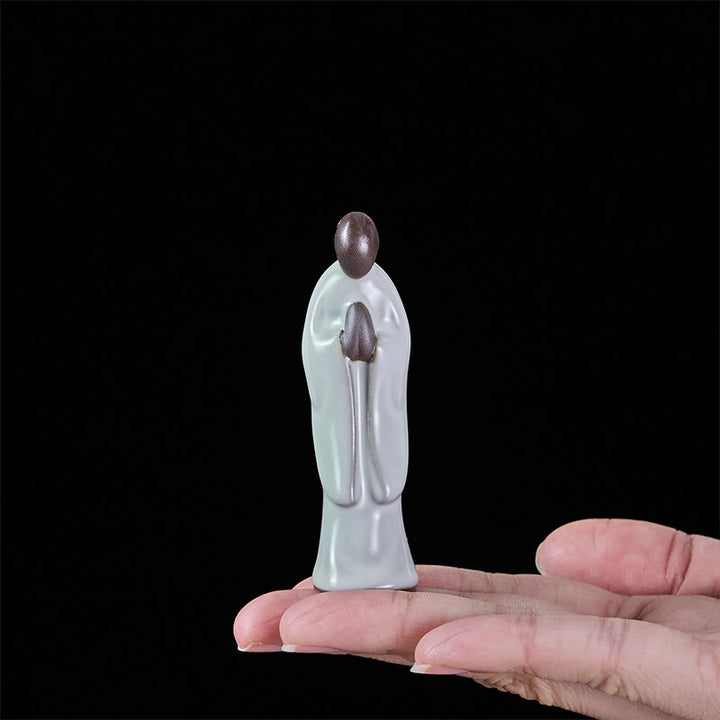 Buddha Stones Meditationsmönch-Keramikstatue – Ruhe und Gelassenheit als Heimdekoration - image 6