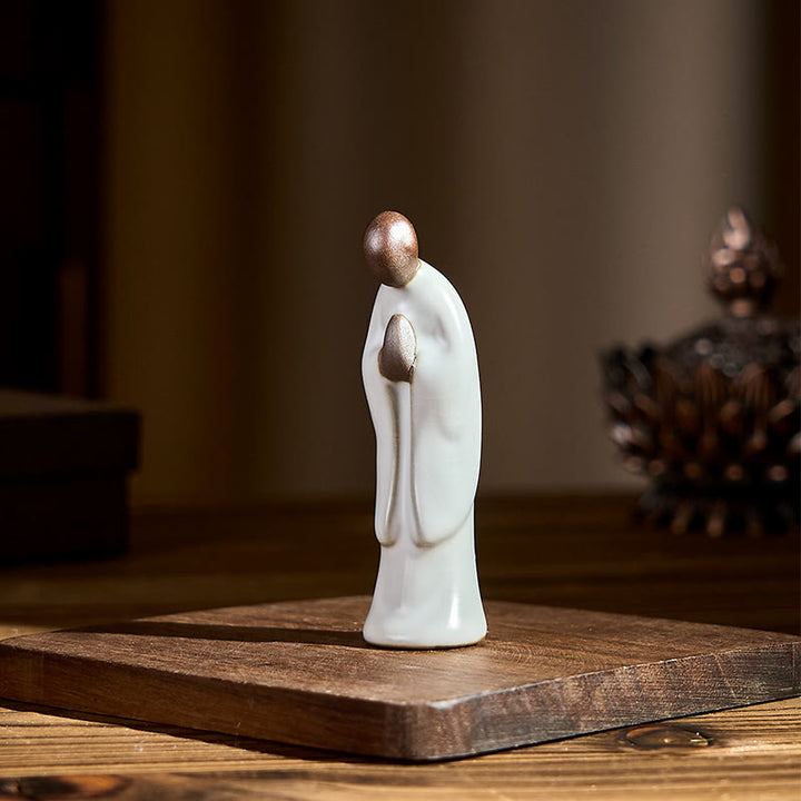 Buddha Stones Meditationsmönch-Keramikstatue – Ruhe und Gelassenheit als Heimdekoration - image 4