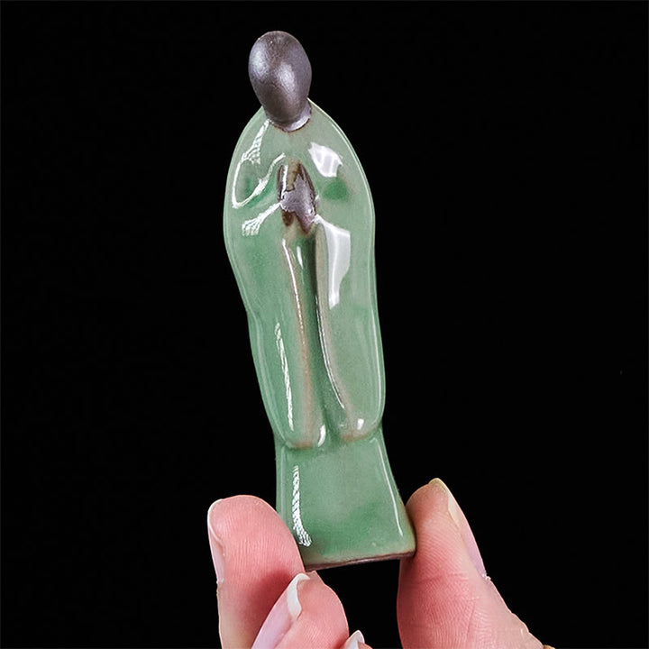 Buddha Stones Meditationsmönch-Keramikstatue – Ruhe und Gelassenheit als Heimdekoration - image 31