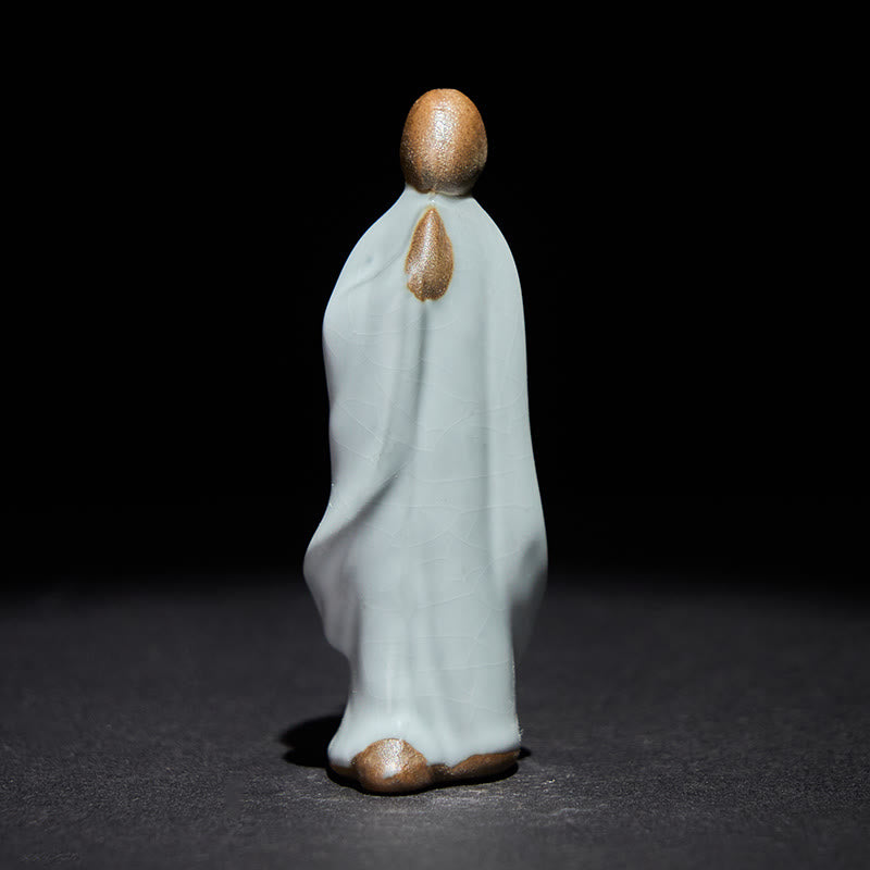 Buddha Stones Meditationsmönch-Keramikstatue – Ruhe und Gelassenheit als Heimdekoration - Graue Meditation 3,5 x 2 x 7 cm - image 17