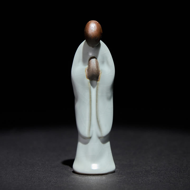 Buddha Stones Meditationsmönch-Keramikstatue – Ruhe und Gelassenheit als Heimdekoration - image 1