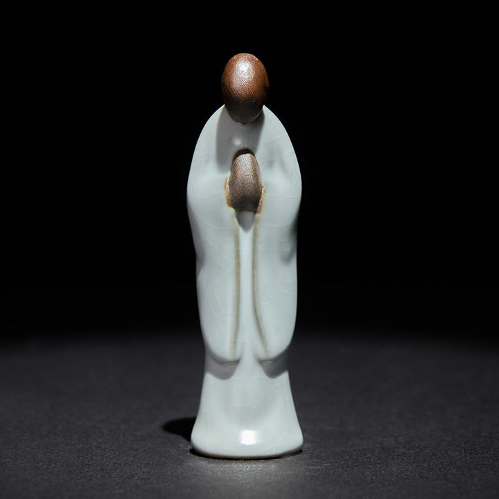 Buddha Stones Meditationsmönch-Keramikstatue – Ruhe und Gelassenheit als Heimdekoration - image 1