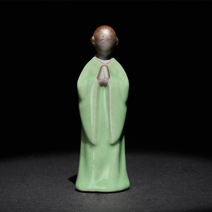 Buddha Stones Meditationsmönch-Keramikstatue – Ruhe und Gelassenheit als Heimdekoration - Grüne Kontemplation 3*3*9,5 cm - image 33