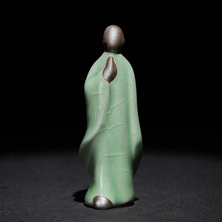 Buddha Stones Meditationsmönch-Keramikstatue – Ruhe und Gelassenheit als Heimdekoration - Grüne Meditation 3,5 x 2 x 7 cm - image 41