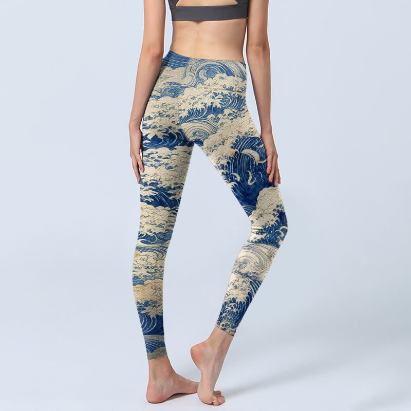Leggings mit Buddha Stones und Meereswellenmuster, Damen-Yogahose - image 3
