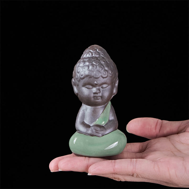 Buddha Stones -Gebets-Meditations-Ruhender-Mönch-Keramikstatue – Ruhe und Heimdekoration - image 27