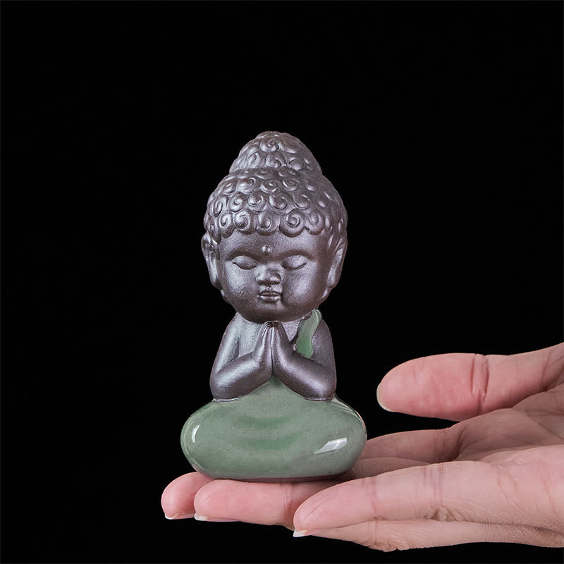 Buddha Stones -Gebets-Meditations-Ruhender-Mönch-Keramikstatue – Ruhe und Heimdekoration - image 6