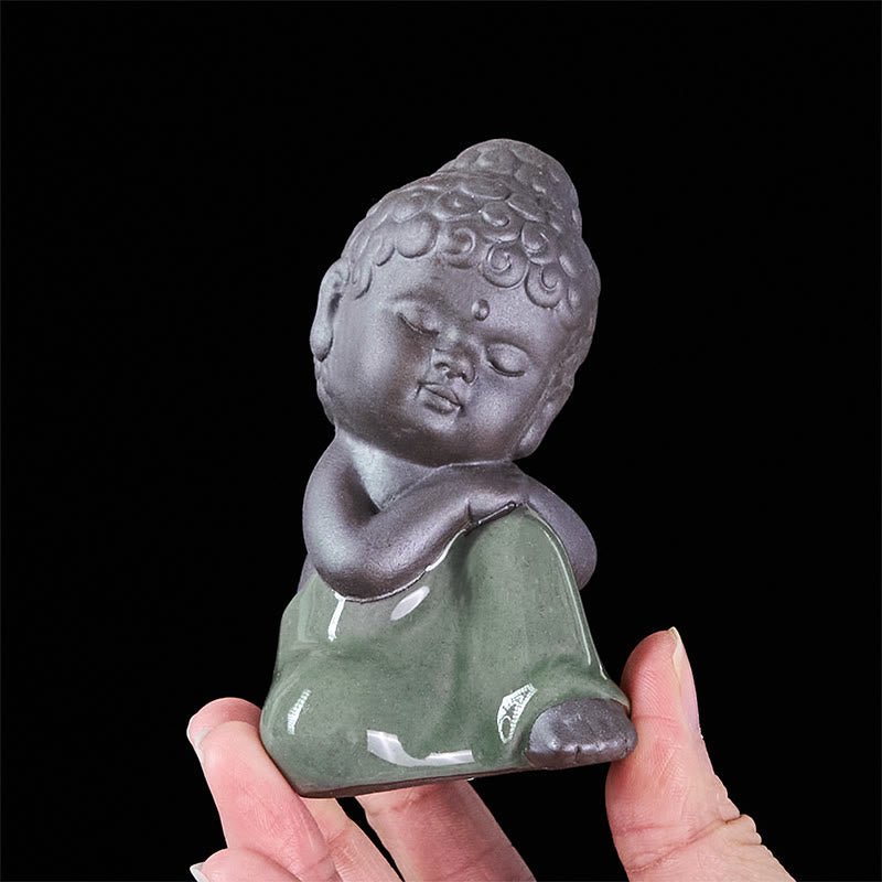 Buddha Stones -Gebets-Meditations-Ruhender-Mönch-Keramikstatue – Ruhe und Heimdekoration - image 38