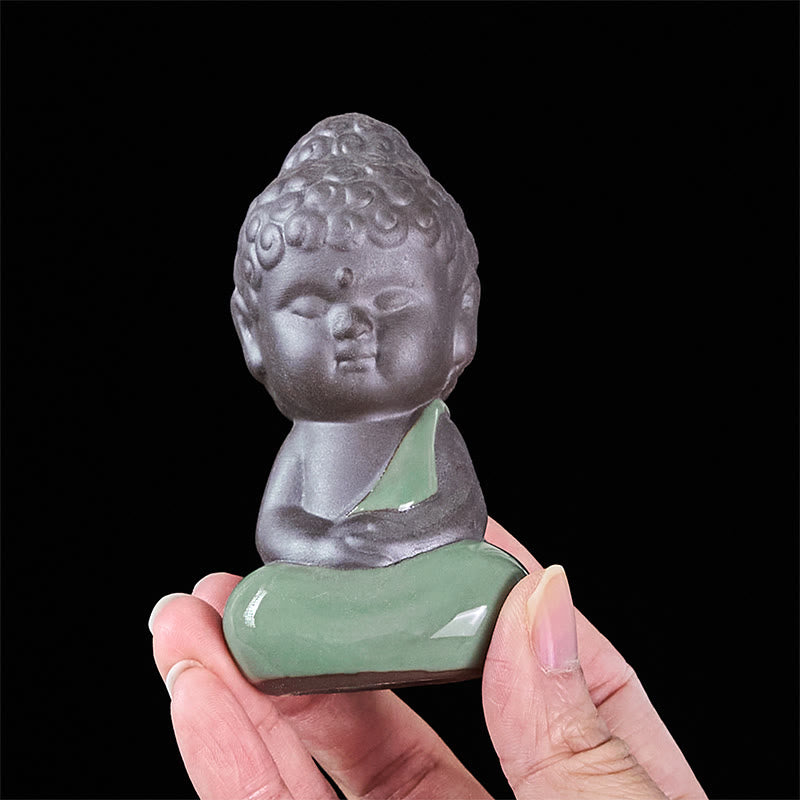 Buddha Stones -Gebets-Meditations-Ruhender-Mönch-Keramikstatue – Ruhe und Heimdekoration - image 28