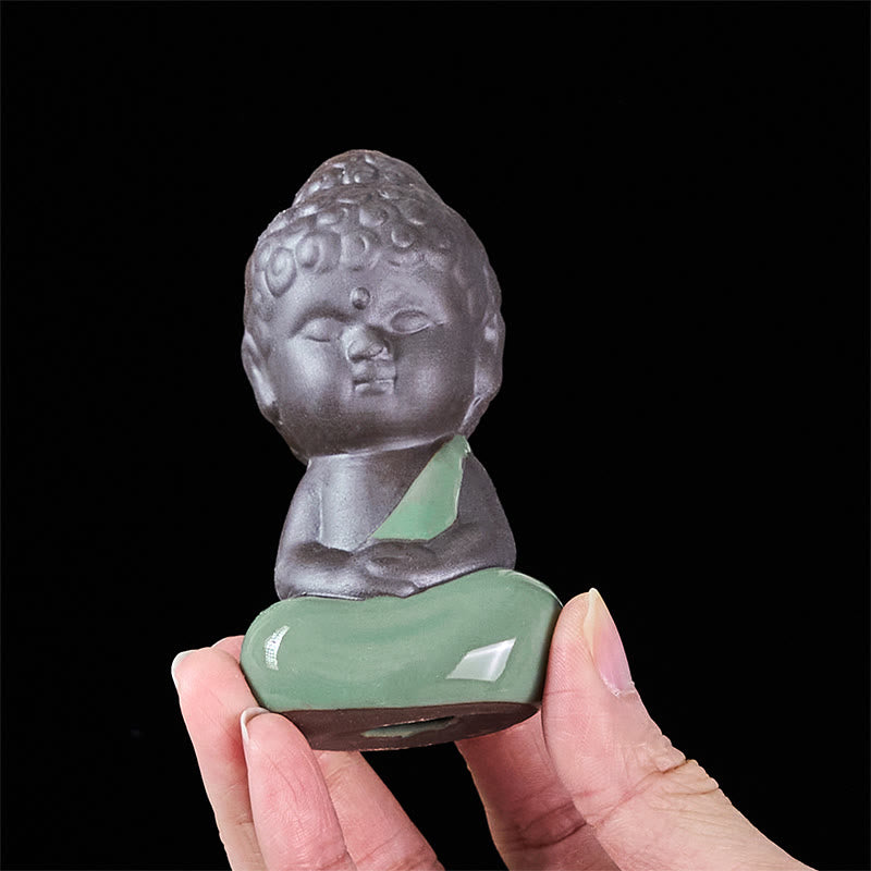 Buddha Stones -Gebets-Meditations-Ruhender-Mönch-Keramikstatue – Ruhe und Heimdekoration - image 29