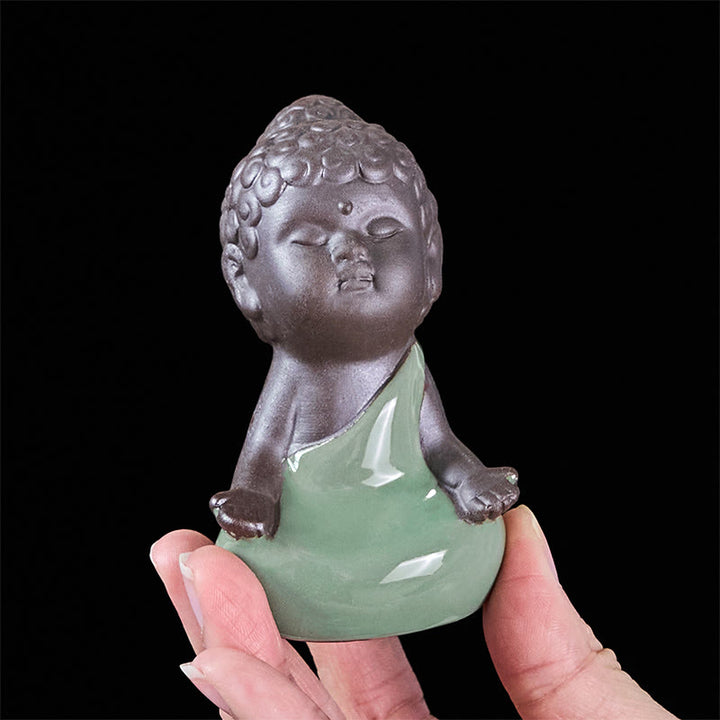 Buddha Stones -Gebets-Meditations-Ruhender-Mönch-Keramikstatue – Ruhe und Heimdekoration - image 16
