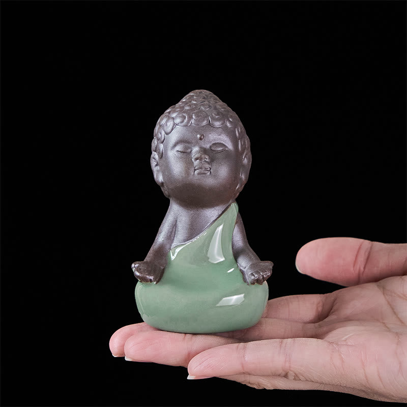 Buddha Stones -Gebets-Meditations-Ruhender-Mönch-Keramikstatue – Ruhe und Heimdekoration - image 15