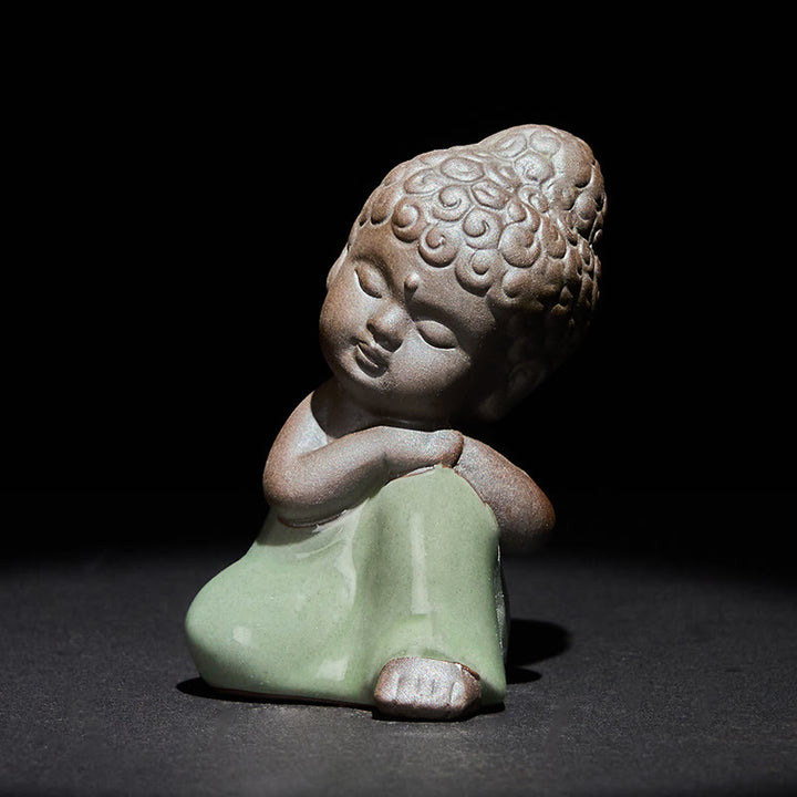 Buddha Stones -Gebets-Meditations-Ruhender-Mönch-Keramikstatue – Ruhe und Heimdekoration - image 33