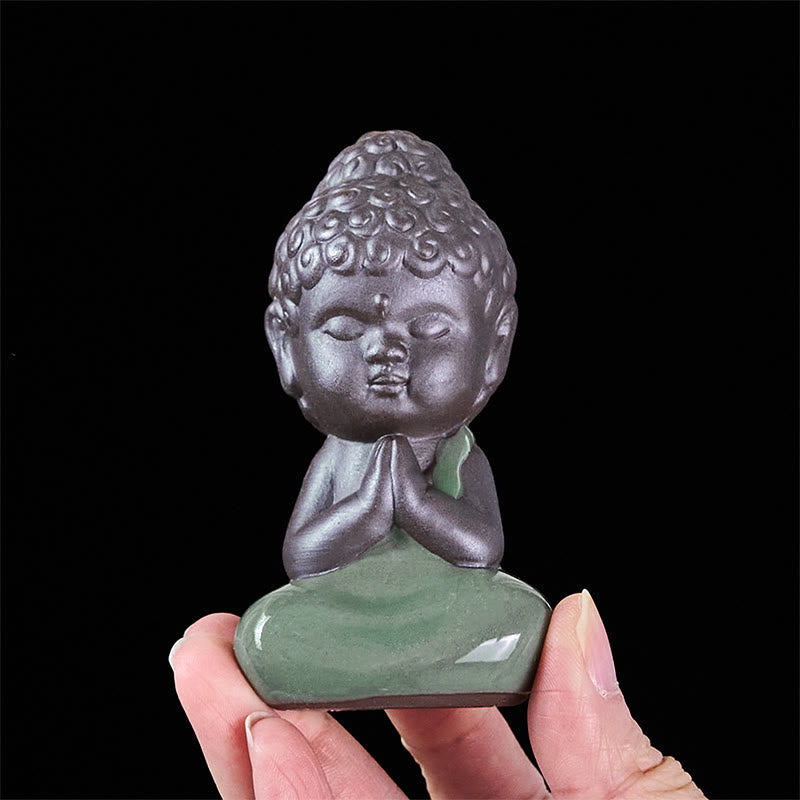 Buddha Stones -Gebets-Meditations-Ruhender-Mönch-Keramikstatue – Ruhe und Heimdekoration - image 8