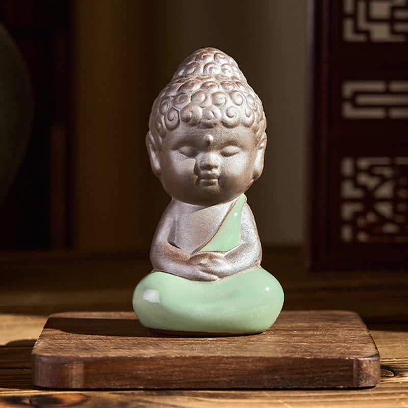 Buddha Stones -Gebets-Meditations-Ruhender-Mönch-Keramikstatue – Ruhe und Heimdekoration - image 22