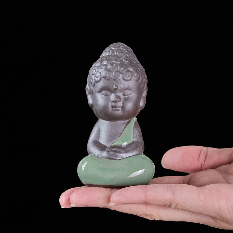 Buddha Stones -Gebets-Meditations-Ruhender-Mönch-Keramikstatue – Ruhe und Heimdekoration - image 26