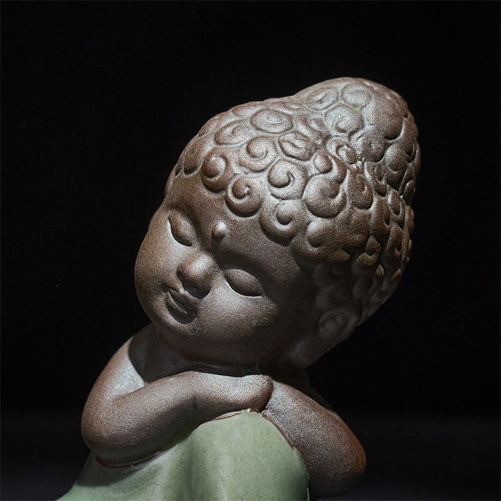 Buddha Stones -Gebets-Meditations-Ruhender-Mönch-Keramikstatue – Ruhe und Heimdekoration - image 39