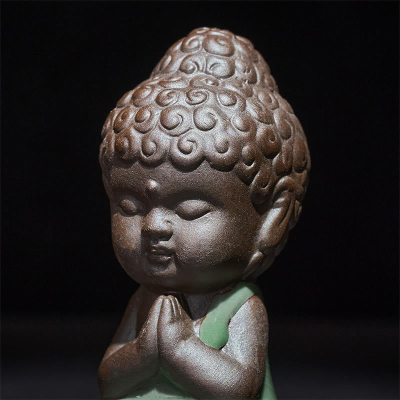 Buddha Stones -Gebets-Meditations-Ruhender-Mönch-Keramikstatue – Ruhe und Heimdekoration - image 7