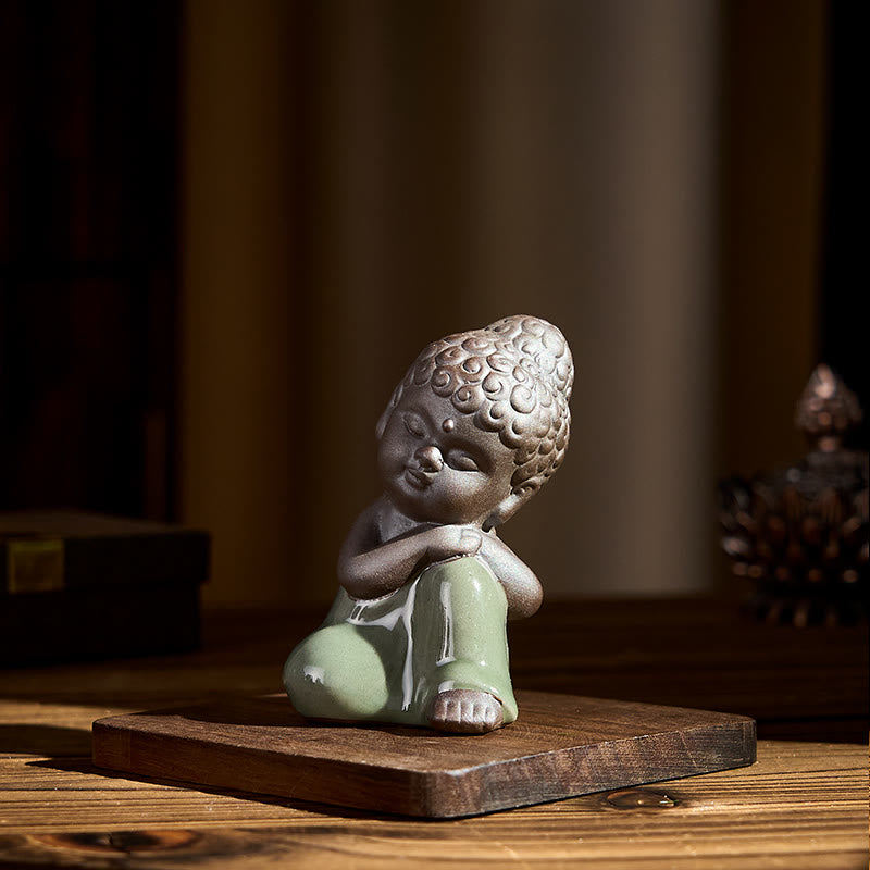 Buddha Stones -Gebets-Meditations-Ruhender-Mönch-Keramikstatue – Ruhe und Heimdekoration - image 36