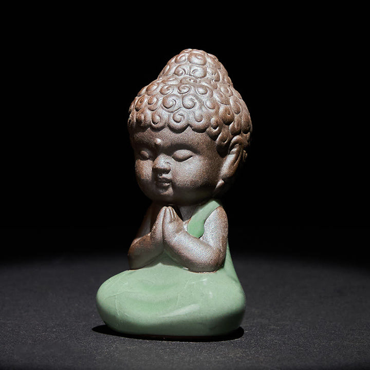 Buddha Stones -Gebets-Meditations-Ruhender-Mönch-Keramikstatue – Ruhe und Heimdekoration - image 1