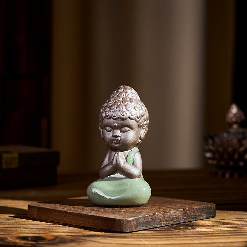 Buddha Stones -Gebets-Meditations-Ruhender-Mönch-Keramikstatue – Ruhe und Heimdekoration - image 4