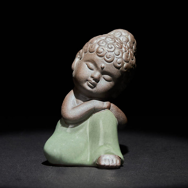 Buddha Stones -Gebets-Meditations-Ruhender-Mönch-Keramikstatue – Ruhe und Heimdekoration - Rest 4,5*5,5*8,5cm - image 32