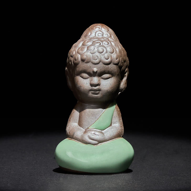 Buddha Stones -Gebets-Meditations-Ruhender-Mönch-Keramikstatue – Ruhe und Heimdekoration - Meditationskissen 4,5 x 4,5 x 9 cm - image 18