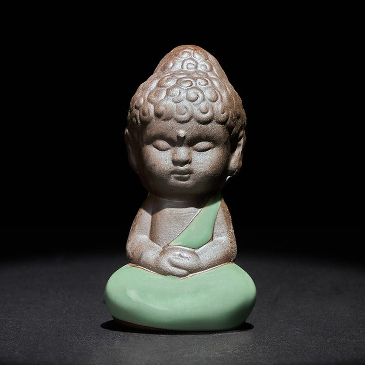 Buddha Stones -Gebets-Meditations-Ruhender-Mönch-Keramikstatue – Ruhe und Heimdekoration - Meditationskissen 4,5 x 4,5 x 9 cm - image 18