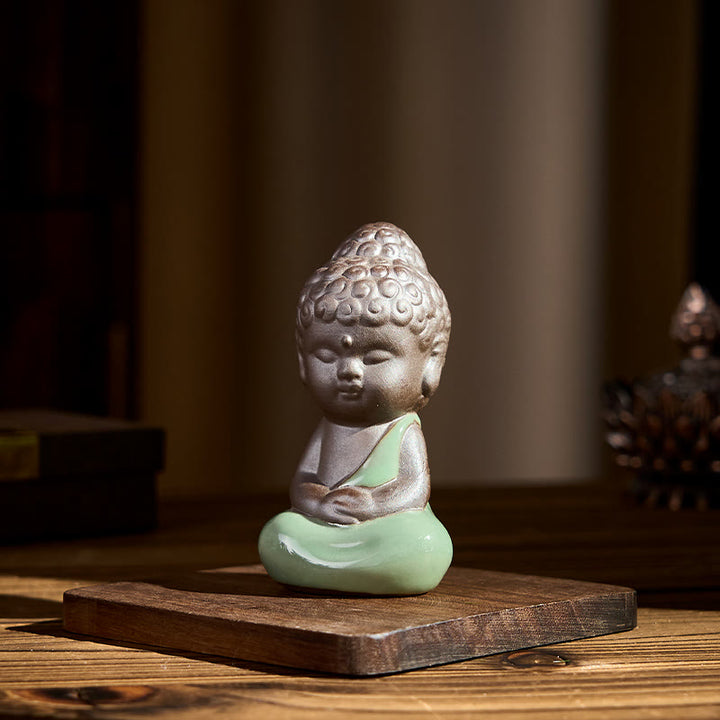 Buddha Stones -Gebets-Meditations-Ruhender-Mönch-Keramikstatue – Ruhe und Heimdekoration - image 25