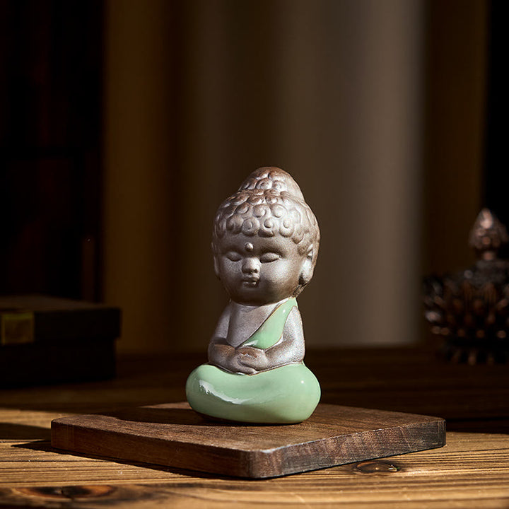 Buddha Stones -Gebets-Meditations-Ruhender-Mönch-Keramikstatue – Ruhe und Heimdekoration - image 24