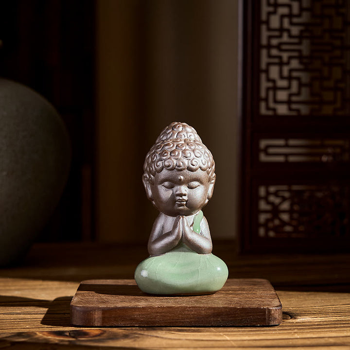 Buddha Stones -Gebets-Meditations-Ruhender-Mönch-Keramikstatue – Ruhe und Heimdekoration - image 3