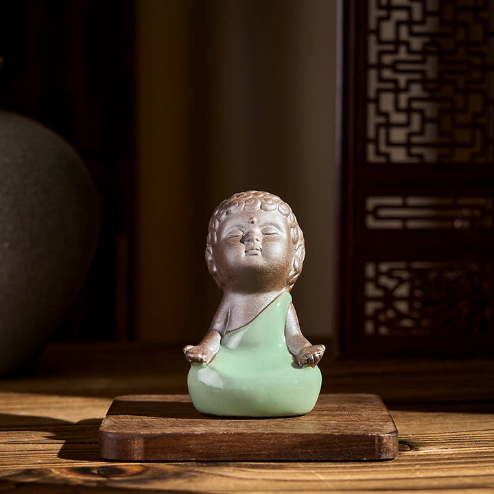 Buddha Stones -Gebets-Meditations-Ruhender-Mönch-Keramikstatue – Ruhe und Heimdekoration - image 13