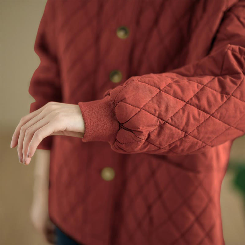 Damen-Baumwolljacke mit langen Ärmeln, dicker Verarbeitung und Taschen , Buddha Stones -Diamantmuster - image 16