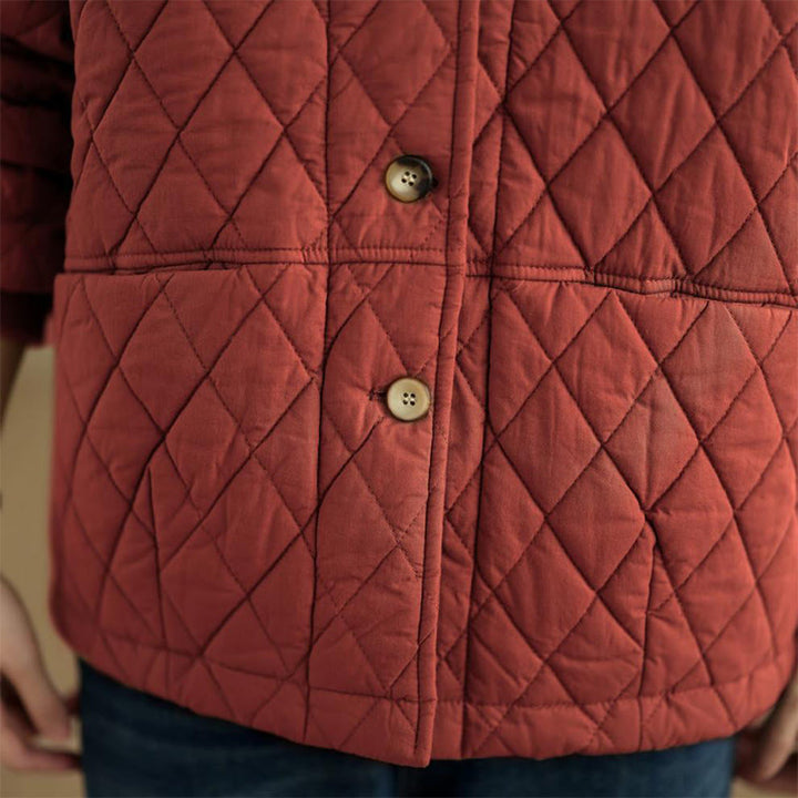 Damen-Baumwolljacke mit langen Ärmeln, dicker Verarbeitung und Taschen , Buddha Stones -Diamantmuster - image 18