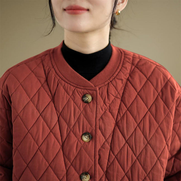 Damen-Baumwolljacke mit langen Ärmeln, dicker Verarbeitung und Taschen , Buddha Stones -Diamantmuster - image 17