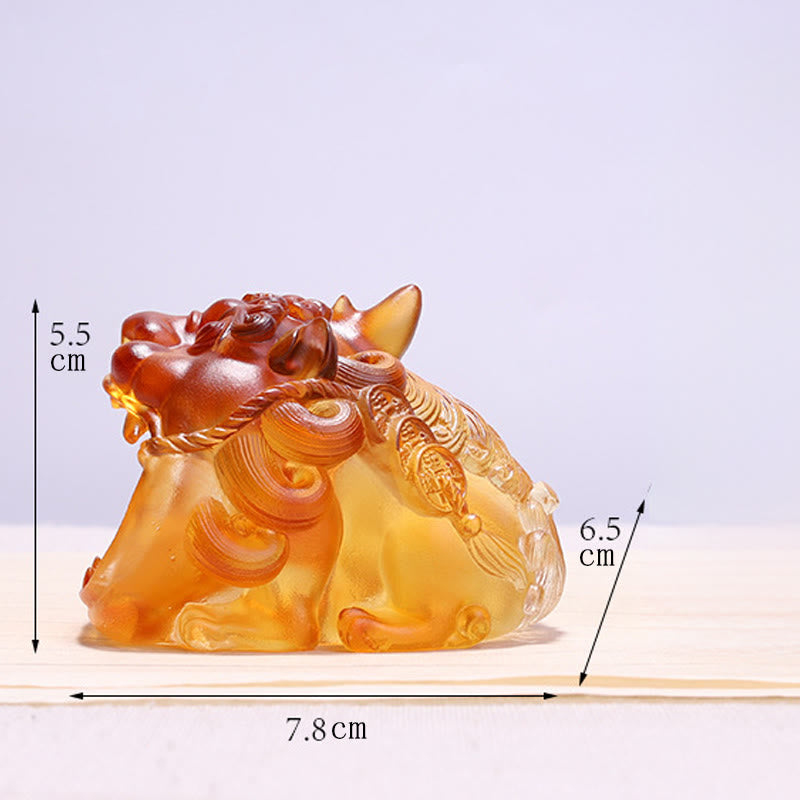 Buddha Stones, handgefertigtes Liuli-Kristall-Gold-Schluck-PiXiu-Kunstwerk, Heimdekoration - image 6