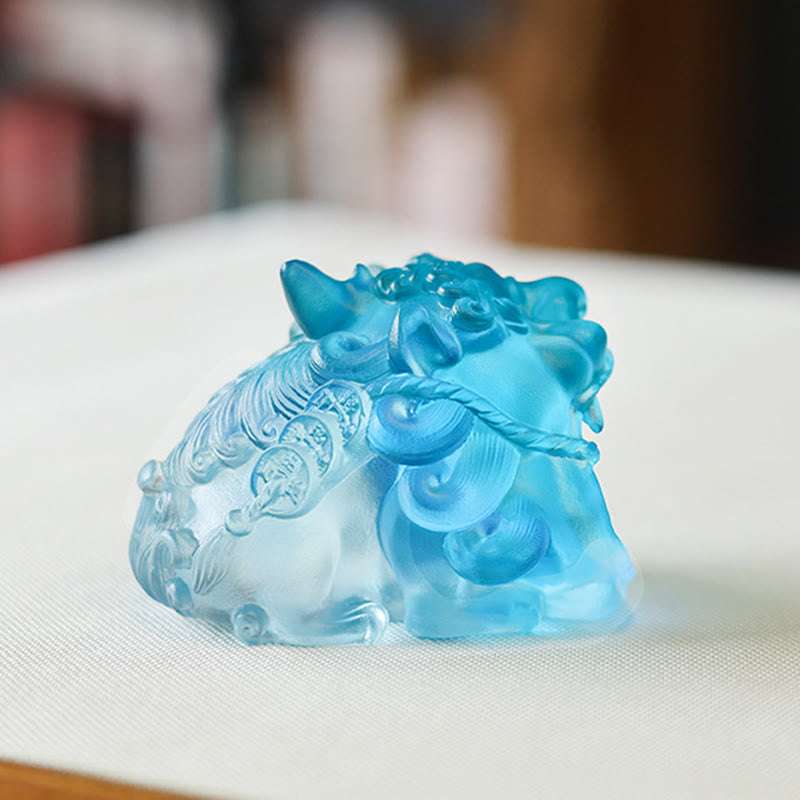 Buddha Stones, handgefertigtes Liuli-Kristall-Gold-Schluck-PiXiu-Kunstwerk, Heimdekoration - image 10