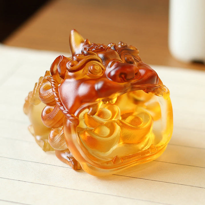 Buddha Stones, handgefertigtes Liuli-Kristall-Gold-Schluck-PiXiu-Kunstwerk, Heimdekoration - image 2