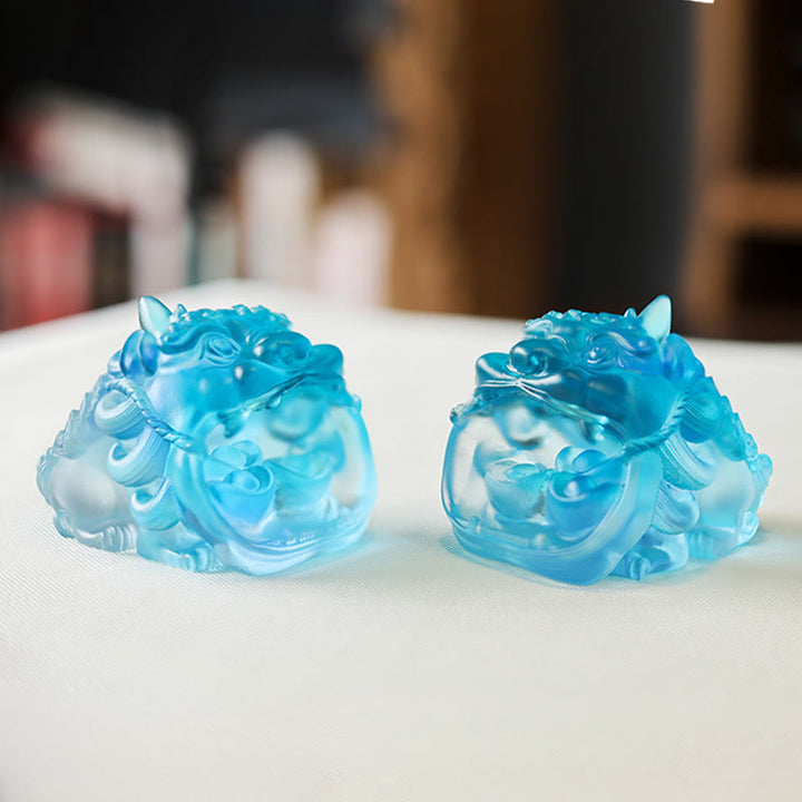 Buddha Stones, handgefertigtes Liuli-Kristall-Gold-Schluck-PiXiu-Kunstwerk, Heimdekoration - image 13