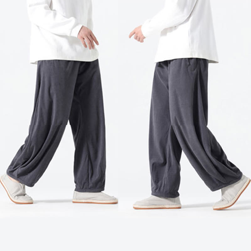 Buddha Stones Frühlings-Haremshose aus Cord-Baumwolle mit Taschen und Kordelzug in reinen Farben - image 6