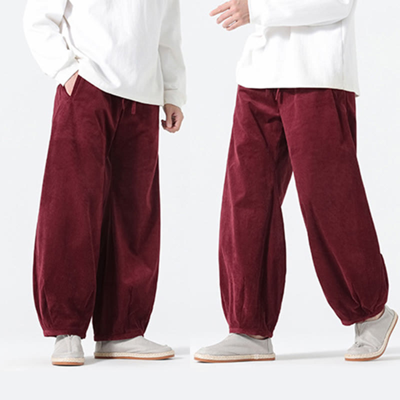 Buddha Stones Frühlings-Haremshose aus Cord-Baumwolle mit Taschen und Kordelzug in reinen Farben - image 24