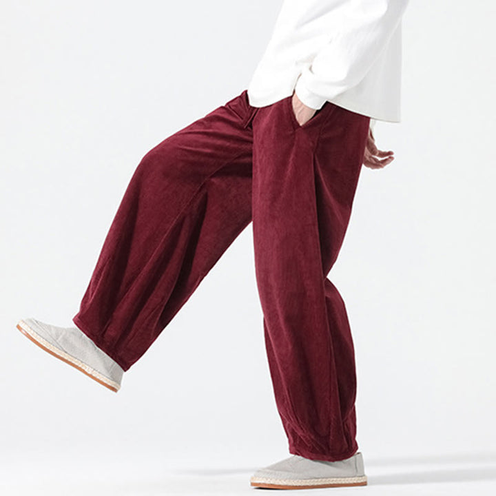 Buddha Stones Frühlings-Haremshose aus Cord-Baumwolle mit Taschen und Kordelzug in reinen Farben - image 23