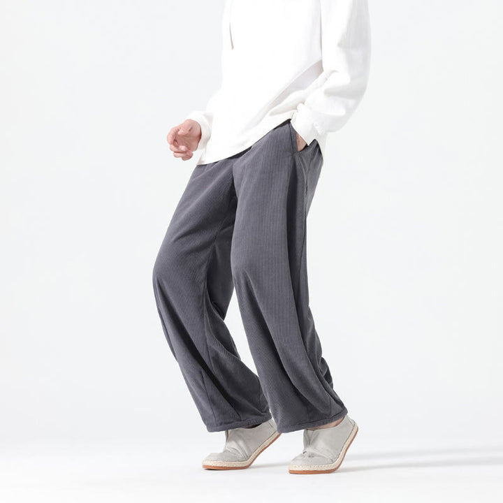 Buddha Stones Frühlings-Haremshose aus Cord-Baumwolle mit Taschen und Kordelzug in reinen Farben - image 1