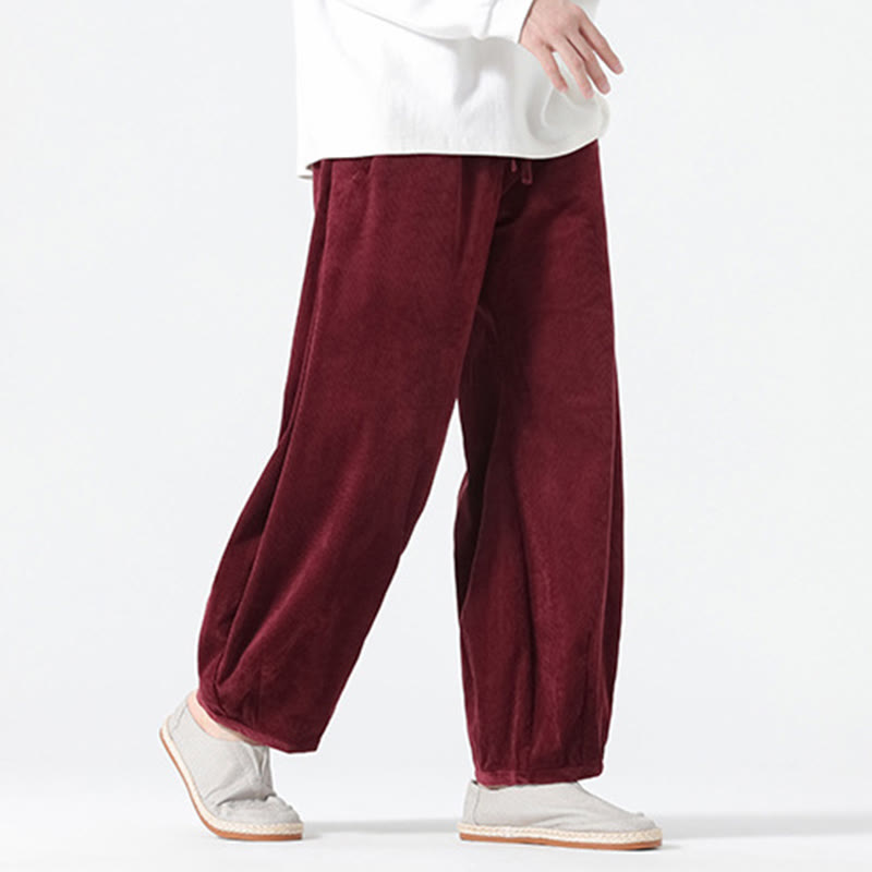 Buddha Stones Frühlings-Haremshose aus Cord-Baumwolle mit Taschen und Kordelzug in reinen Farben - image 22