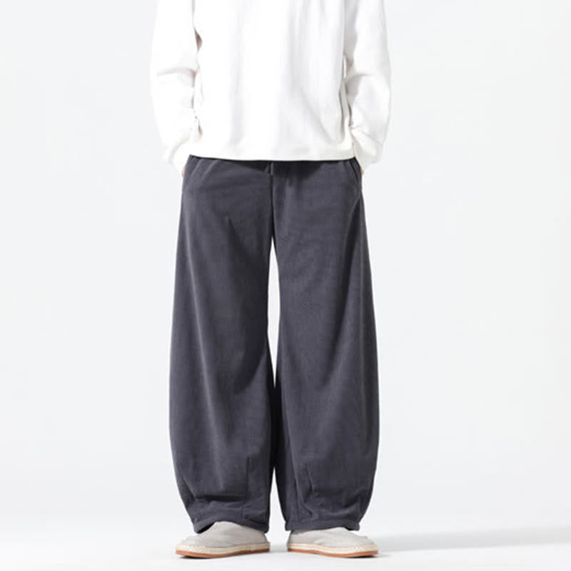 Buddha Stones Frühlings-Haremshose aus Cord-Baumwolle mit Taschen und Kordelzug in reinen Farben - image 2