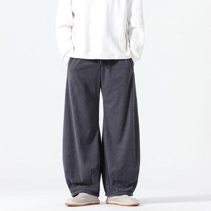 Buddha Stones Frühlings-Haremshose aus Cord-Baumwolle mit Taschen und Kordelzug in reinen Farben - image 2