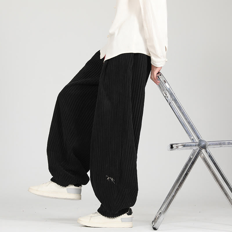 Buddha Stones, farblich kontrastierendes Design, Kordelzug, Baumwoll-Haremshose für Herren mit Taschen - Schwarz - US/ UK/AU46, EU56 (5XL) - image 1