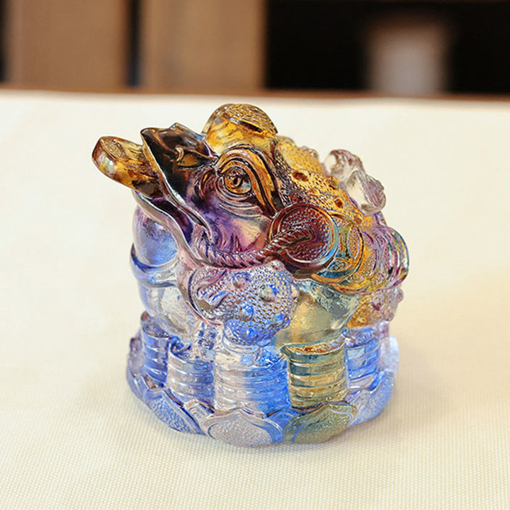 Buddha Stones, Feng-Shui-Froschmünzen, handgefertigtes Liuli-Kristallkunstwerk, Wohlstandsdekoration für Zuhause oder Büro - image 3