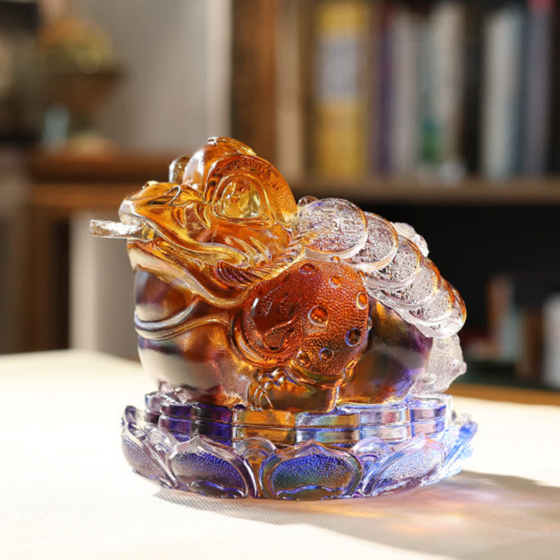 Buddha Stones, Feng-Shui-Froschmünzen, handgefertigtes Liuli-Kristallkunstwerk, Wohlstandsdekoration für Zuhause oder Büro - image 8